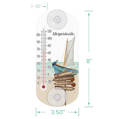 La Crosse 204-1081MV2 8-inch Analog Capillary Window Thermometer with Parrot - color: Off Tan beach