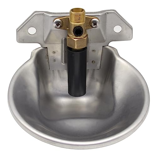 Automatic Goat Sheep Waterer Bowl with Copper Touch Valve,Stainless Steel | No Spill Livestock Water Trough for Goat,Sheep,Pig , Farm Water Drinking Equipment - color: SILVER
