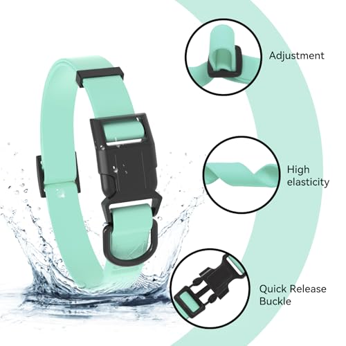 Waterproof Dog Collar, Easy to Clean Rubber Dog Collars with Quick Release Buckle Fits Small Medium or Large Dogs (Mint Green, S < 9.5-14.1 inch) - color: Mint Green, size: S (9.5-14.1 inch)