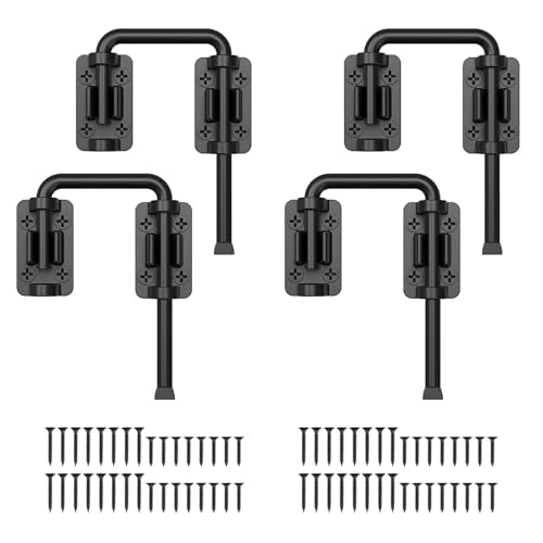 Sliding Door Loop Lock, 2-3/8 Inch Door Latch Lock, Black,4PCS | Patio Sliding Door Latch, 7mm Solid Stainless Steel, Door Lock for Barn, Screen, Fence, Garden, Shed, Multi Angle Fit - color: Black-4PCS