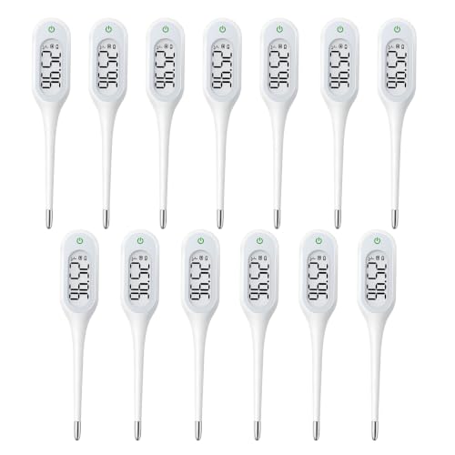 8 Seconds Basal Thermometer for Adult & Kids, Accurate & Safe Thermometer (13 Pack) | Fever Alarm and Memory Recall, Oral, Ovulation or Underarm Use - size: 13 Pack