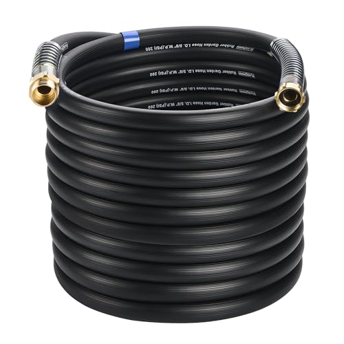 5/8 IN. × 90FT. Heavy Duty Rubber Garden Hose, High Flow 5/8" I.D. Brass Fitting No Memory Durable Heavy Duty Water Hose for Watering, Irrigation, Water Transfer Pump - color: Black, size: 90FT