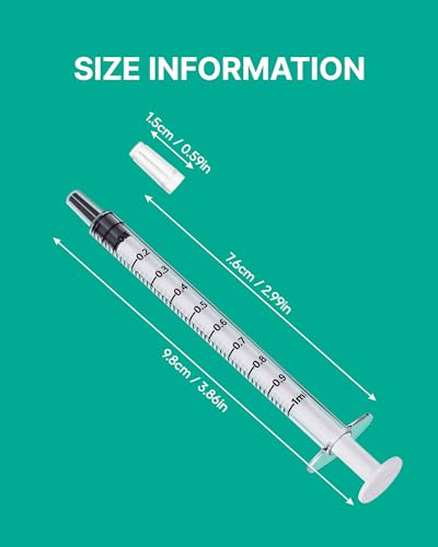 50 Pack 1ml Oral Syringes for Liquid without Needle Individually Wrapped | with cap, clear scale, non-slip bottom for pet feeding, liquid dispensing, scientific labs, plant cultivation and crafts - style: 1ml