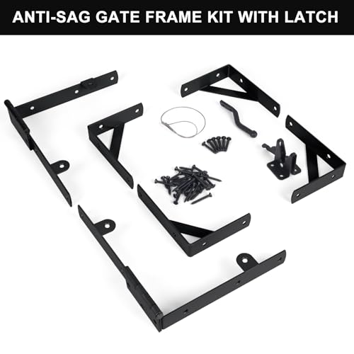 Gate Corner Brace Bracket Anti Sag Gate Frame Hardware Kit for Wooden Gate Fence with a Latch - size: Double Door Set