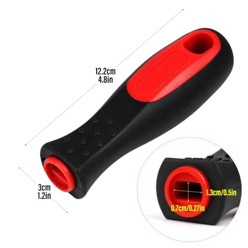 BuleVina 3Pcs Horseshoe File Handle 4.8'', Hoof Farrier Rasp for Horses, Ergonomic Plastic Non‑Slip Handle with 0.5'' Socket Dia for 0.5" x 0.27" File Universal Repair Horseshoe