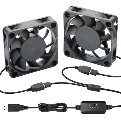 Wathai 2Pack 60mm USB Fan 5V Brushless Computer Cooling Fan with 3 Speed | 60x60x15mm USB Fans for Cooling PC Case, Raspberry Pi, Electronics Ventilation, Router Radiator, DIY Projects - size: 60x15mm(5V)