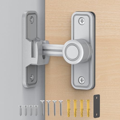 Sliding Barn Door Lock Hardware, 90 Degree Locks for Barn Doors, Flip Gate Latches for Barn, Garden, Bathroom, Outdoor, Garage, Window (Silver) | Flip Gate Latches for Garden, Bathroom, Outdoor, Garage, Window, Barn Doors - color: Silver