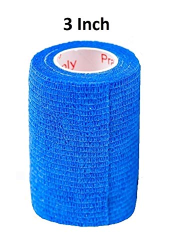 Vet Wrap Tape (Blue) (2 Pack) (3 Inch x 15 feet) Self Adhesive Adherent Adhering Cohesive Flex Self Stick Bandage Grip Roll Dog Cat Pet Horse - color: Blue, size: 2 Rolls