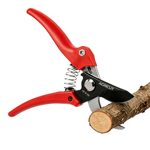 AGRICUT 7" Pruning Shears Heavy Duty Professional, Made of Japanese SK5 Steel Blades, 4/5 Cut Capacity, Bypass Hand Pruners Garden Clippers for Tree Flower Branch Trimming, S20 - style: Nylon Handle, High Carbon Steel