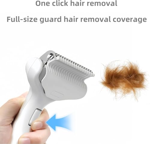 Undercoat Rake for Dogs & Cats, Deshedding Brush for Long haired Pets,Dog Brush for Shedding with Release Button,Best Cat Undercoat Brush&Deshedding Tool for Grooming (Creamy-White) - color: Creamy-White