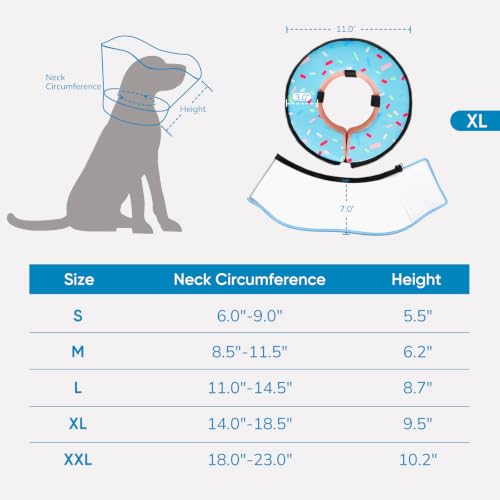 Supet Sponge Dog Cone Collar Stop Licking After Surgery, Dog Donut Collar | Adjustable Dog Recovery Collar Alternative, Detachable Shield, Soft, Comfy Cone, Neck Pillow for Large Dogs - color: DonutBlue, size: XL(Neck 14"-18.5")