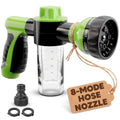Car Wash Sprayer & Nozzle with Soap Dispenser, 3.5 oz Foam Tank (Green) | Hose Attachment for Car, Truck, and Dog Washing, Foam Control Dial, 8 Spray Patterns, Fits 3/4 In Hose, ABS Body, 2 O-Rings - color: Black, Green