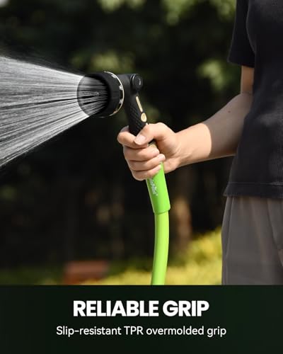 RAINPOINT Garden Hose Nozzle - 100% Heavy Duty Metal Thumb Control Spray Nozzles for Garden Hose High Pressure, 10 Pattern Water Hose Nozzle for Car Wash, Watering Lawn, Pets, Midnight Black - color: Midnight Black