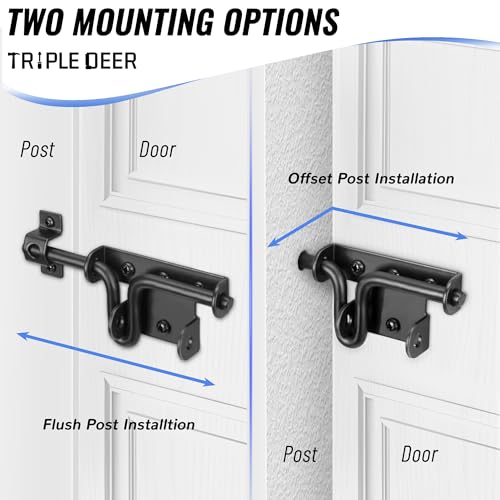 Slide Bolt Gate Latch, Heavy Duty Slide Latches with Padlock Hole, 1 Pack | Extra Security Slide Bolt Hardware for Wooden Fence/Yard Fence/Shed Door/Barn Door, Black Powder Coated