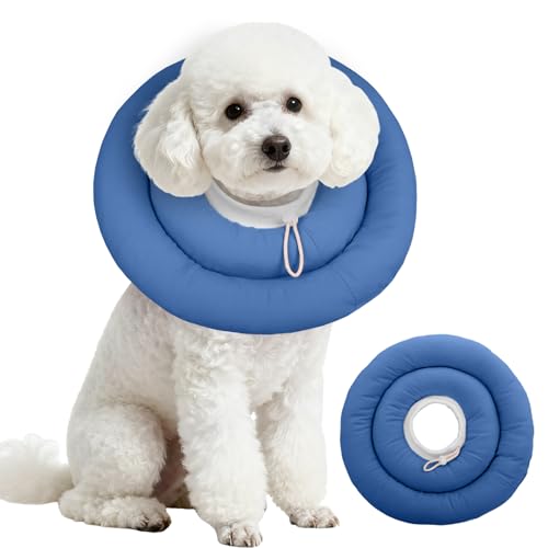 IDOMIK Dog Recovery Collar, Waterproof Soft Dog Cone After Surgery | Comfy Protective Elizabethan Collar Alternative for Dogs Cats, Adjustable Pet Neck Donut Cone Anti-Licking Wounds,Navy,M - color: Navy Blue, size: M