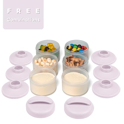 Termichy Stackable Formula Dispenser Portable: Milk Powder Container to go | Separated Compartments Premeasure Storage - Mess-Free Funnel Spout for No-Spill Pouring - for Home or Travel Use - color: Light Purple
