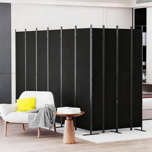 C-Hopetree 10 Panels Room Divider, 6 Ft Tall Indoor Folding Privacy Screen, Portable Partition Separator, Freestanding Separation Temporary Wall for Office, Bedroom, 197" W X 71" H, Black - size: 10-Panel
