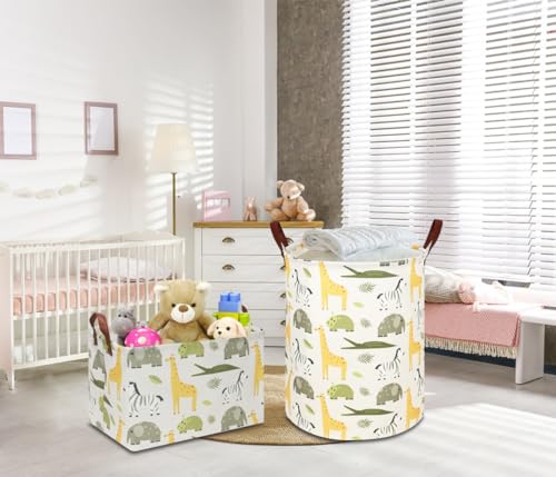 NTAOHAMPER Rectangular Green Storage Basket,Collapsible Gift Basket with Handles,Kids Toys/Books Box,Room Decor(Green Animal) - color: Green Animal