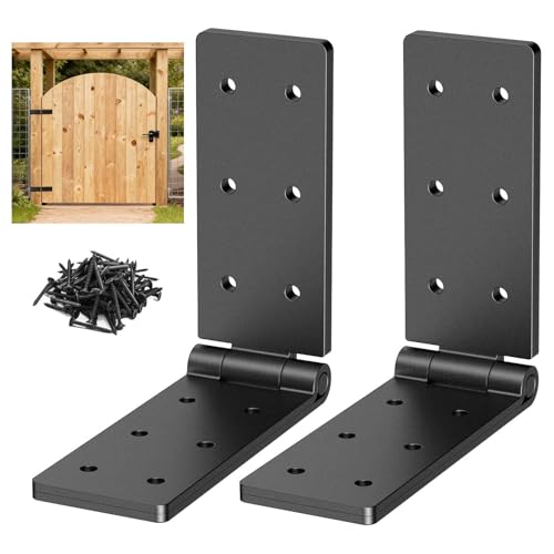 Gate Hinges,270° Solid Double Layer Butt Hinge for Gates,Fence Doors | Heavy Duty Gate Hinge with Double Layer Metal Construction,fit Wood Gates,Shed,Fence Doors,Plywood Panel,DIY Project(2 Pack)