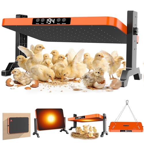 Chick Brooder Heater Plate,200 Watts Chicken Heating Brooder Plate with Adjustable Height & Temperature Display &12H Timer,Safe Chick Brooding Heater for Chicks,Quail,Ducklings
