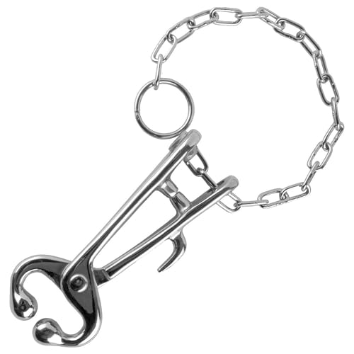 Jeffers Livestock Bull Nose Lead with Chain – Nickel Plated Iron Cow Nose Pliers for Cattle Handling, Control & Restraint – Show, Veterinary, Transport & Training Tool for Cows and Bull