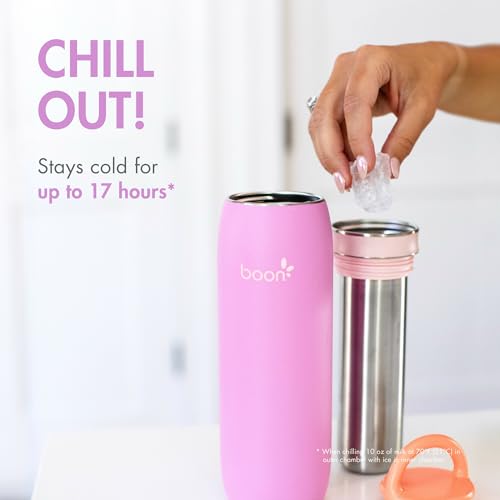 Boon Frosh Breast Milk Chiller and Storage Container - Purple - 10 Oz | Stainless Steel, TSA Compliant, Keeps Beverages Cold up to 17 Hours*, Diaper Bag Essentials - color: Purple, size: 14 Ounce