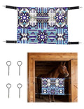 Harrison Howard Horse Stall Guard with Adjustable Straps and Sturdy Spring Hooks Included Aisle Guard Stall Guard for Horses,Mosaic Blue - color: Mosaic Blue