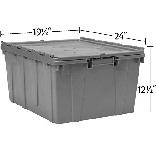 Akro-Mils 39175 Industrial Plastic Storage Tote with Hinged Attached Lid, (21.5-Inch L by 15-Inch W by 17-Inch H), Gray, (4-Pack) - size: 17.2 Gallons (4 Pack)