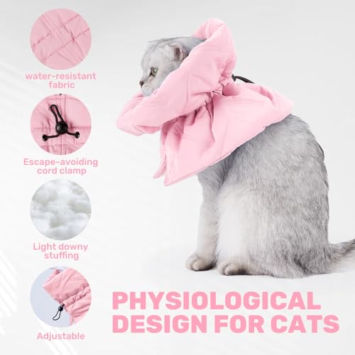 Adjustable Cat Recovery Cone Collar, Lightweight Soft Cat E-Collar Alternative After Spay, Waterproof Comfy Collars to Stop Licking Wound After Surgery, Protective Cone for Kittens/Puppies - color: Rose Quartz, size: Medium