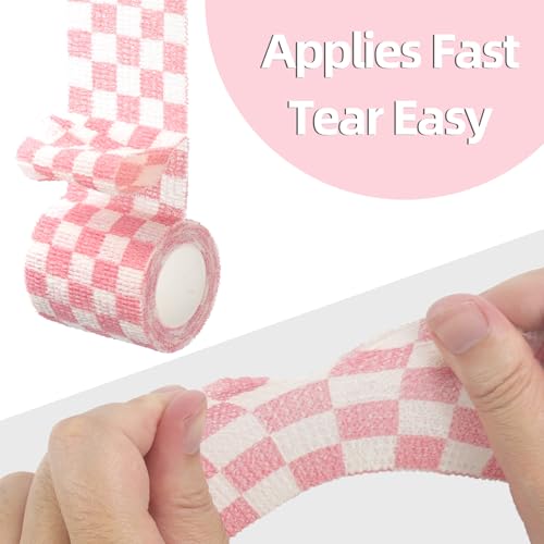 IndigoCase 6 Pack Self Adhesive Bandage Wrap 2 Inch x 5 yd Elastic Tape | GRID-MIX Color Elastic Bandage Wrap, Vet Wrap, Small Bandage for Kids, Fingertip, Wrist, Dog, Pets - color: Grid-mix, size: 2 Inch - 6 Pack