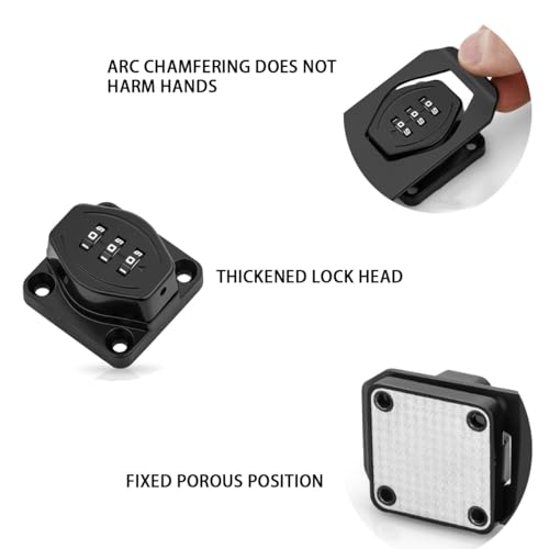 Mechanical Password Rotary Hasp Locks, Flip Latch Safety Door Bolt Latch Lock for Wine Cabinet, Bathroom, Outdoor, Garage, Garden, Closet Door (Black-Password Lock) - color: Black-Password Lock