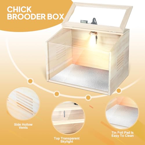 Chicken Brooder Box Chick Starter Kit Portable Chicken Coop with UVB Lamp Thermometer Brooder Box for Chicks Ducks Quails Hamsters Lizards and Small Animals