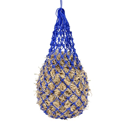 Slow Feeder Hay Nets Feed Bag for Horses, Extra Thick 40" Slow Feed Hay Net with 2" Holes Hanging Bags for Goat and Livestock Supplies (Blue - color: Blue