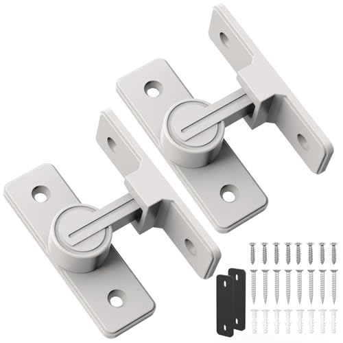 90 Degree Barn Door Lock, Heavy Duty Locks, White-2 Pack | Flip Sliding Gate Latches for Garden, Bathroom, Garage & Sliding Doors - size: 2 Pack White