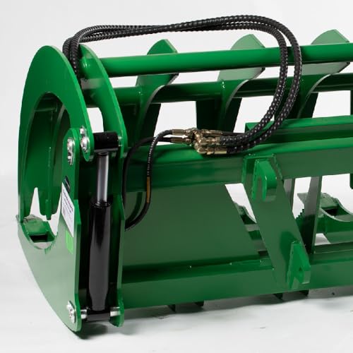 Titan Attachments Extreme Root Grapple Rake Attachment, Global Euro Connection, Heavy-Duty Rake Attachment, Twin 3,000 PSI Cylinders, Replaceable Forged Steel Teeth - size: Rake Length: 84"