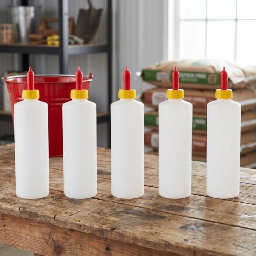 Tofficu 5 Pack Goat Bottles for Feeding Baby Goats, 400ml (13.5oz) Lamb Feeding Bottle with Nipples, Small Animal Nursing Milk Replacer Feeder for Calves, Piglets, Kittens and Puppies