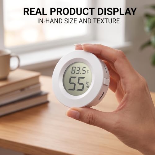 Weewooday 20 Pcs Mini Hygrometer Thermometer Digital LCD, White | Monitor Indoor Outdoor Room, Humidity Meter Temperature Gauge for Greenhouse Garden Reptile Incubator Cellar,℉ or ℃ - size: White