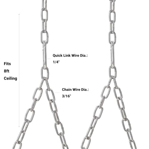 316 Marine Grade Stainless Steel Porch Swing Chain Kit - Heavy Duty 7.8 Ft Replacement Set - 700lb Capacity Salt Air Resistant Chains for Coastal Homes, Beach House, Lake Home, Playgrounds - size: 316 Stainless Steel - 8 Feet Ceiling