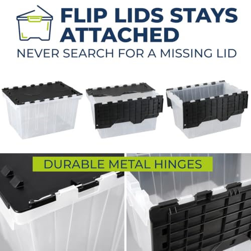 12 Gallon Clear Storage Tote with Flip Lid, Standard Duty, Pack of 1 | 22.25"×14.75"×12.5" Lightweight Stackable Plastic Storage Bin with Flip Lid and Wipe-Clean Label - Made In USA - style: Standard Duty
