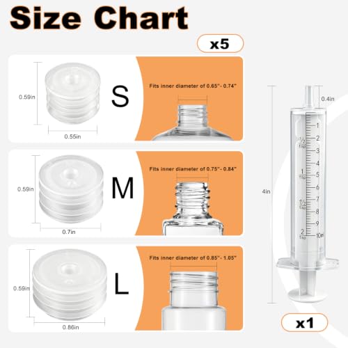Medicine Bottle Adapter For 10ml Syringe - 15 Pieces 3 Sizes (5each size),Variety Kit Fits 0.55" & 0.7" & 0.86" Openings,Press-In Bottle Adapter for Oral Syringes,Fits 1ml, 3ml, 5ml & 10ml Oral Syringes(15) - size: 15 Pack