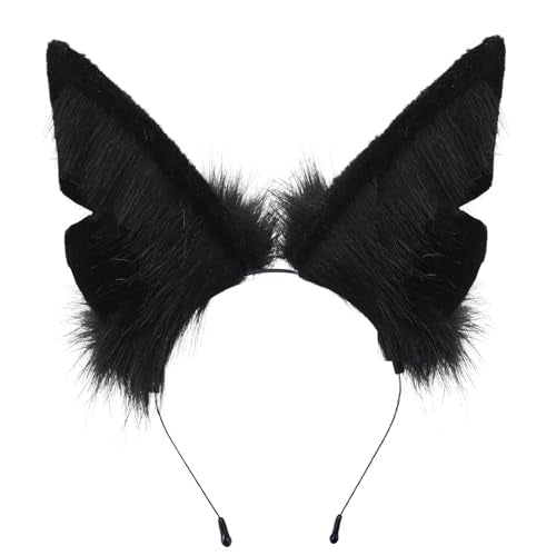 Handmade Wolf Ears Headband Fox Ear Hairband Wolf Cosplay Props - color: Black1