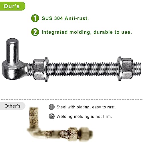 Insaga M16x 6'' J-Bolt Gate Hinge, 304 Stainless Steel J-Bolt Post Hinge for Farm Gate, 5/8" Male Pin J-Bolt Hinge for Chain Link Fence Gate, Gate Hinges for Metal Gates (2Pcs) - color: M16-6''-2PCS
