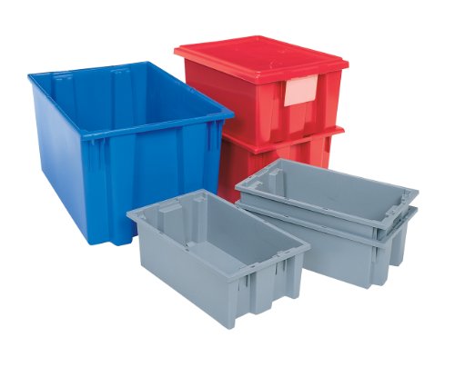 Akro-Mils 35185 Nest and Stack Plastic Storage Container and Distribution Tote, (18-Inch L x 11-Inch W x 9-Inch H), Gray, (6-Pack)