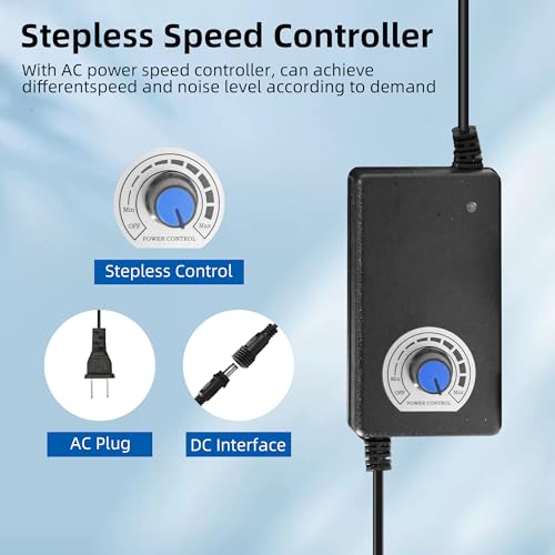 92mm IP68 Waterproof Dual Ball Fan with Stepless Speed Controller 4500RPM | High-Speed 3.62inch Sealed Industrial Ventilation Fan with Rust-Proof Grill for Computers Servers Chicken Coops Greenhouses - size: 92x38mm