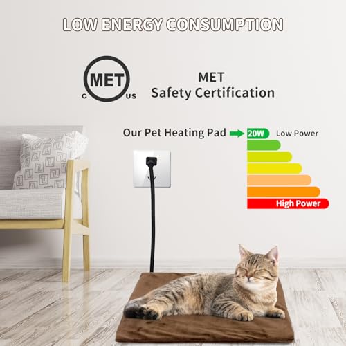 NAMOTEK Pet Heating Pad, Safe Electric Heating Pad for Dogs and Cats Indoor Warming Pad with Auto Constant Temperature 15.7" x 12" - size: 15"x12"