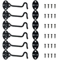 4" Hook and Eye Latch 6-Pack, Heavy Duty Solid Stainless Steel Cabin Privacy Hooks Latch with Mounting Screws for Barn Doors, Bathrooms, Sliding Doors, Sheds, Blinds, Bedrooms. (Black)