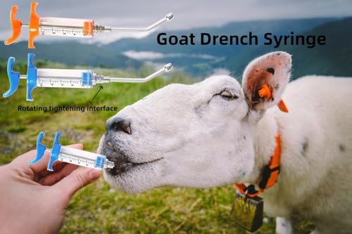 2 Pcs Goats Feed water filler, Drench Nozzle, Reusable, Adjustable Dosage, for Cattle, Sheep, Goats, Horse, Pig, Dog Supplies ( Blue+Orange 10ml) - size: F (2ps 10ml)
