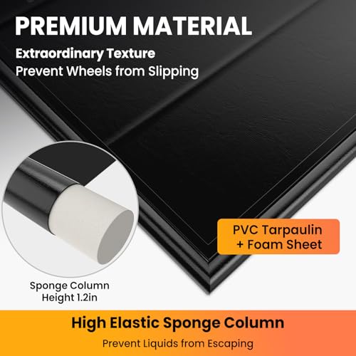 7'9''x18' Heavy Duty Garage Floor Mat, 1.2inch Thick Containment Mats, Waterproof PVC Matwith High Elastic Sponge Column, Non-Slip Surface, Parking Mat with a Squeegee - size: 7'9"x18'