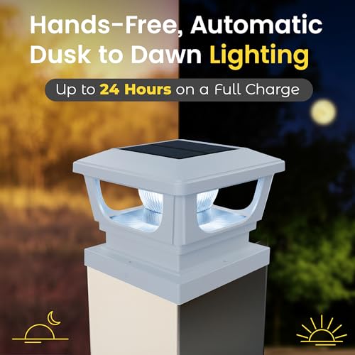 BRIGHTICONIC Solar Post Cap Lights, Warm White, 2-Pack - color: White / Warm White 3000K-2