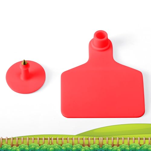 Lothee 100 Pcs Blank Cattle Ear Tags Large Plastic Precision Animal Identification Blank Livestock Ear Tags for Cattle Cow Horse Dog Pig Goat Sheep Farm Management (Red) - color: Red